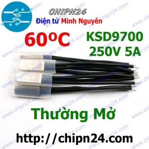 Cầu Chì Nhiệt KSD9700 Thường Mở 60 Độ Kim Loại (5A 250VAC) (bật nguồn do nhiệt độ quá cao)