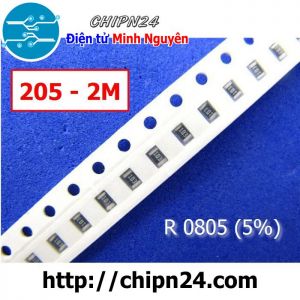 [50 con] Điện Trở dán SMD 0805 2M 5% (Ký hiệu 0805 205)