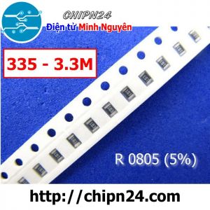 [50 con] (KD11) Điện Trở dán SMD 0805 3M3 5% (Ký hiệu 0805 335)