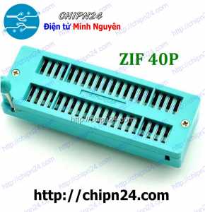 Đế ZIF 40P Khe Hẹp (Màu Xanh, có cần gạt) (DIP-40 ZIF) (Đế cắm IC 40 chân)