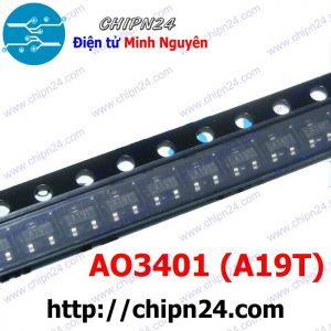 [10 con] (G3.2) Mosfet Dán AO3401 (A19T) SOT-23 4A 30V Kênh P (SMD) (3401)