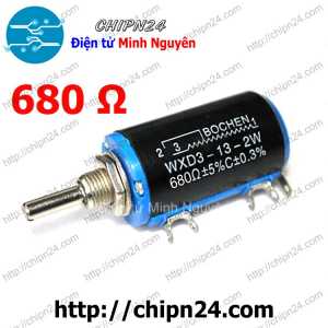 Biến trở WXD3 680R (WXD3-13-2W 10 vòng) (680 ôm) (Biến trở Chiết áp tinh chỉnh xoay 10 vòng)
