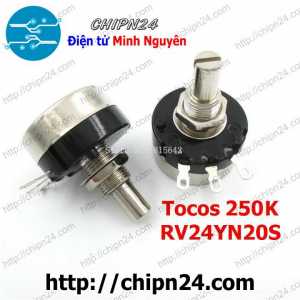 (F151) Biến trở Tocos RV24 250K (RV24YN20S) (Chưa kèm nắp chụp, B201 201, Biến trở công nghiệp)