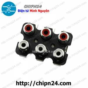 Jack cắm Audio RCA AV5 6 chấu (Jack Âm thanh AV Bông sen Hàn Board)