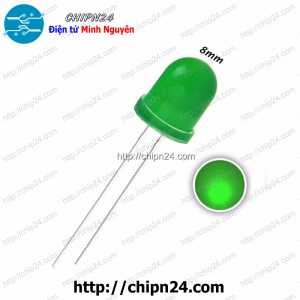 [10 con] (TK3) Led 8mm Vỏ đục ra Xanh Lá