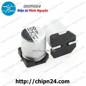 (K295) Tụ nhôm 100uF 25V 6.3x7.7mm (SMD Dán)