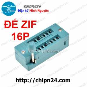 (F140) Đế ZIF 16P (DIP-16) (Màu Xanh, có cần gạt) (Đế cắm IC 16 chân)