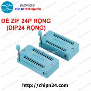 (F141) Đế ZIF 24P Rộng (DIP-24 Rộng) (Màu Xanh, có cần gạt) (Đế cắm IC 24 chân)