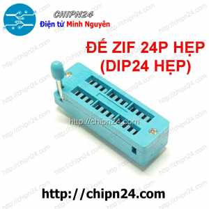 (F140) Đế ZIF 24P Hẹp (DIP-24 Hẹp) (Màu Xanh, có cần gạt) (Đế cắm IC 24 chân)