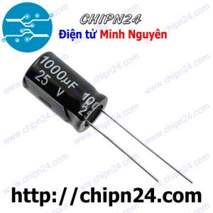 Tụ hóa 1,000uF 25V Đen (10x17mm) (1000uF 25V)
