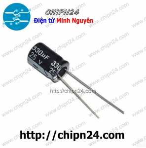 [10 con] Tụ hóa 330uF 25V Đen (8x12mm)