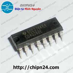 (DT) IC CD4026 DIP-16 Hàng Tốt (CD4026BE) (IC đếm và giải mã led 7 đoạn (loại cathode chung))