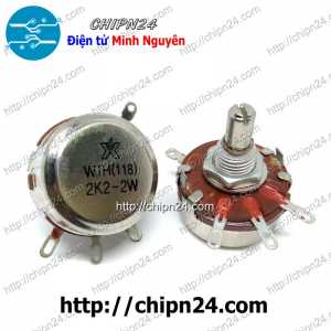 Biến trở 2W WTH118 Nâu 2K2 (WTH(118)-2W, Biến trở công nghiệp, Biến trở công suất)