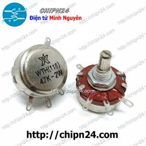 Biến trở 2W WTH118 Nâu 47K (WTH(118)-2W, Biến trở công nghiệp, Biến trở công suất)