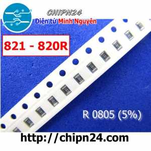 [50 con] (G16) Điện Trở dán SMD 0805 820R 5% (Ký hiệu 0805 821)