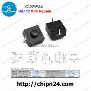 Công tắc đèn pin 2P 112D Đen (12x12mm)