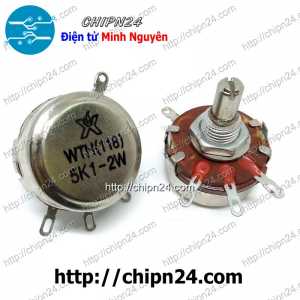 Biến trở 2W WTH118 Nâu 5K1 (WTH(118)-2W, Biến trở công nghiệp, Biến trở công suất)