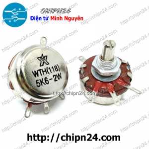 (F156) Biến trở 2W WTH118 Nâu 5K6 (WTH(118)-2W, Biến trở công nghiệp, Biến trở công suất)