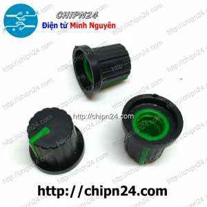 (F159) Nắp chụp Biến trở 15x15MM Xanh Lá (Dùng cho Biến trở WH148, Đường kính 15mm, cao 15mm, lỗ trong 6mm, Trục Hoa)