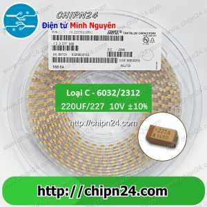 (K317) Tụ Tantalum Dán SMD 6032 220uf 10V (227A) (Loại C) (6.0x3.2mm) (6.0x3.2MM)