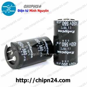 Tụ hóa 560uF 450V Đen Rubycon (35x40mm)