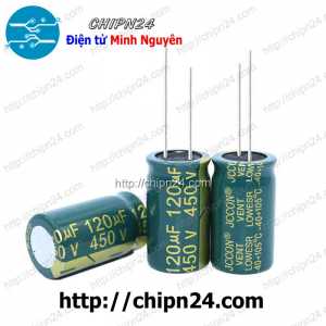 (J43) Tụ hóa 120uF 450V Xanh Lá (18x30mm) (Tần số cao)