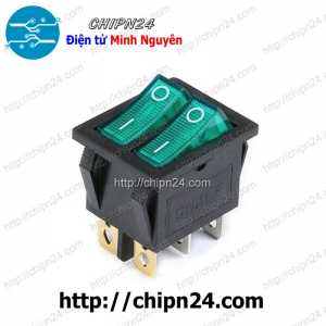 Công tắc bập bênh Có Đèn KCD3 6 chân Xanh Lá
