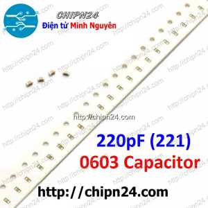 [25 con] (G29) Tụ dán SMD 0603 221 50V 5% (220pF 50V) (1.6x0.8mm)