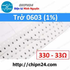 [50 con] (G44) Điện Trở dán SMD 0603 33R 1% (Ký hiệu 0603 330)