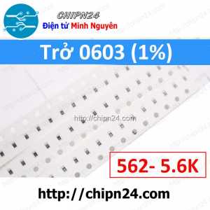 [50 con] Điện Trở dán SMD 0603 5K6 1% (Ký hiệu 0603 562)