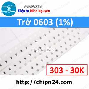 [50 con] (G46) Điện Trở dán SMD 0603 30K 1% (Ký hiệu 0603 303)
