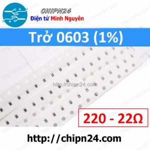 [50 con] (G43) Điện Trở dán SMD 0603 22R 1% (Ký hiệu 0603 220)