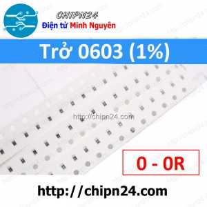 [50 con] Điện Trở dán SMD 0603 0R 1% (Ký hiệu 0603 0R)