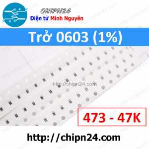 [50 con] Điện Trở dán SMD 0603 47K 1% (Ký hiệu 0603 473)