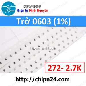 [50 con] (G45) Điện Trở dán SMD 0603 2K7 1% (Ký hiệu 0603 272)