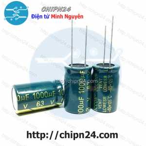 (J29) Tụ hóa 1,000uF 63V Xanh Lá (16x25mm) (1000uF 63V) (Tần số cao)