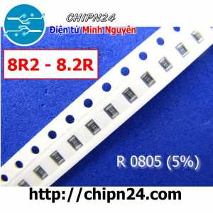 [50 con] (G14) Điện Trở dán SMD 0805 8.2R 5% (Ký hiệu 0805 8R2)
