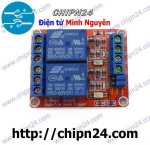 (D115) Module 2 Relay với Opto cách ly V2 (tùy chọn mức kích)