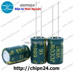 Tụ hóa 680uF 16V Xanh Lá (8x12mm) (Tần số cao)