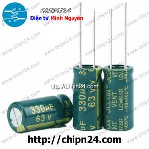 Tụ hóa 330uF 63V Xanh Lá (10x20mm) (Tần số cao)
