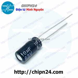 [10 con] Tụ hóa 10uF 63V Đen (5x11mm)