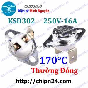 [F185] Cầu Chì Nhiệt KSD302 Thường Đóng 170 Độ (16A 250VAC) (tắt nguồn do nhiệt độ quá cao)