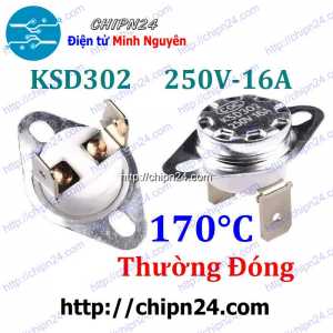 (F185) Cầu Chì Nhiệt KSD302 Thường Đóng 170 Độ (16A 250VAC) (tắt nguồn do nhiệt độ quá cao)