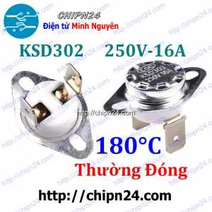Cầu Chì Nhiệt KSD302 Thường Đóng 180 Độ (16A 250VAC) (tắt nguồn do nhiệt độ quá cao)