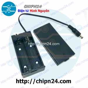 (C28) Hộp Đế Pin 18650 2 viên Có Nắp Có Công Tắc Có Chuôi Cắm Jack DC (2 viên mắc nối tiếp)