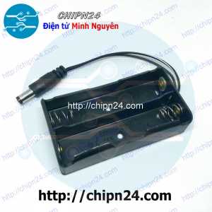Hộp Đế Pin 18650 2 viên Có Chuôi Cắm Jack DC (2 viên mắc nối tiếp)