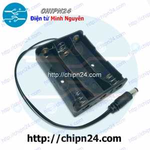 Hộp Đế Pin 18650 3 viên Có Chuôi Cắm Jack DC (3 viên mắc nối tiếp)