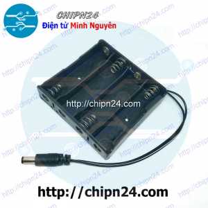 Hộp Đế Pin 18650 4 viên Có Chuôi Cắm Jack DC (4 viên mắc nối tiếp)