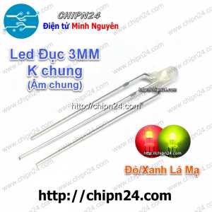 [25 con] (TK14, H2) Led 2 màu 3 chân 3MM Đục Âm chung (Đỏ/Xanh Lá Mạ)