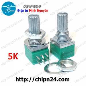 (F162) Biến trở xanh 6 chân RK097G 5K (502) (Biến trở Chiết áp chữ nhật)